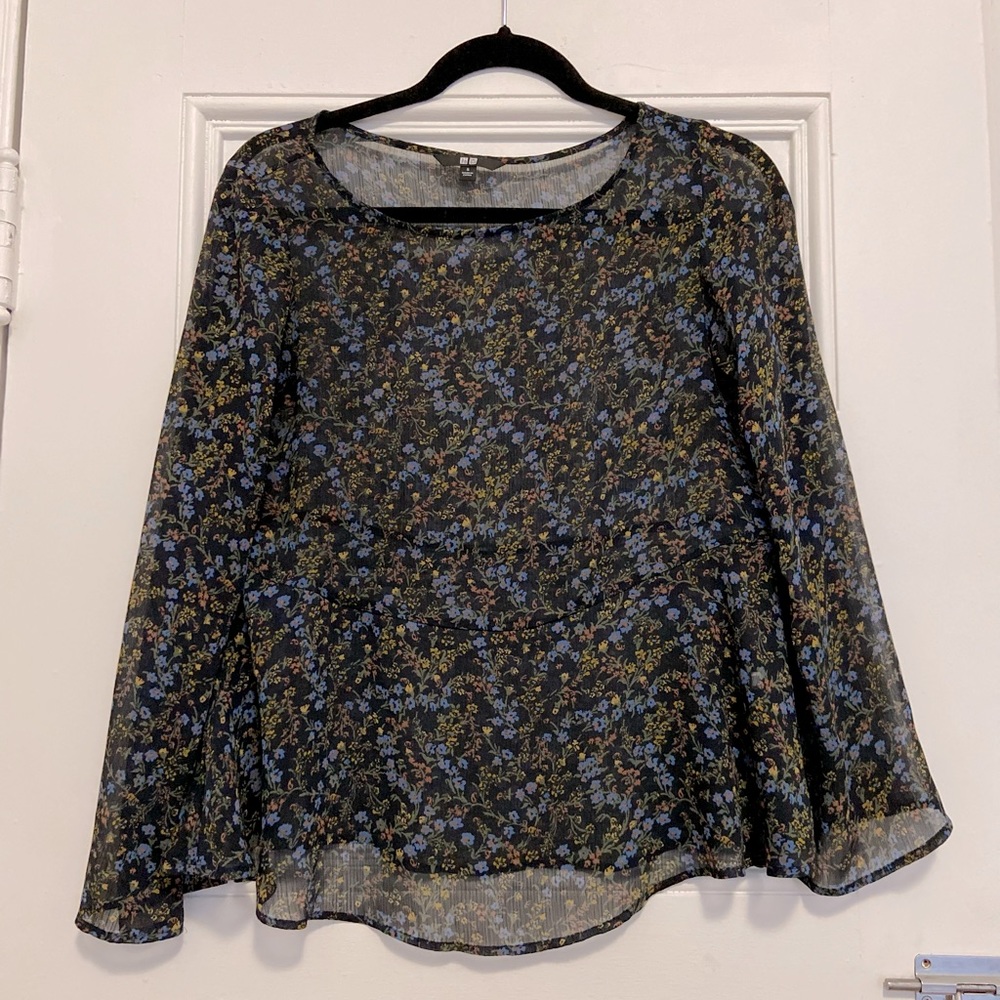 Uniqlo Sheer Floral Blouse